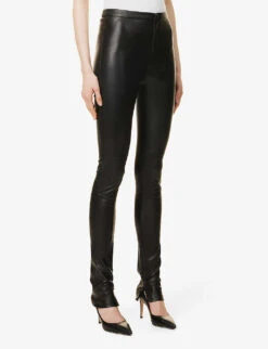 High-rise Zipped-hem Leather Leggings -Sweaty Betty Store R04106313 BLACK ALT02
