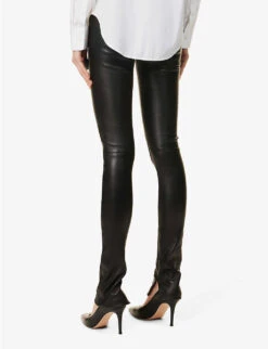 High-rise Zipped-hem Leather Leggings -Sweaty Betty Store R04106313 BLACK ALT03