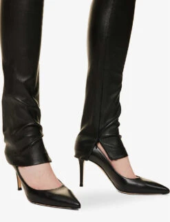 High-rise Zipped-hem Leather Leggings -Sweaty Betty Store R04106313 BLACK ALT04