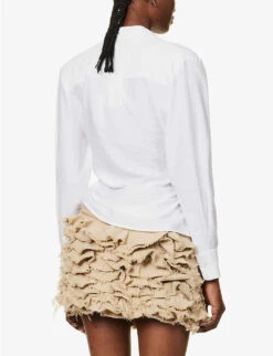 Jacquemus La Chemise Bahia Plunge-neck Woven Shirt -Sweaty Betty Store R04107854 WHITE ALT03