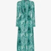 Whistles Brushed Leopard-print Woven Midi Dress