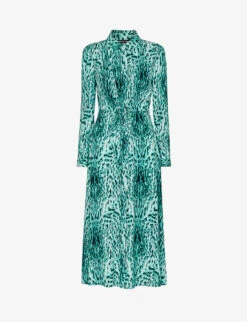 Whistles Brushed Leopard-print Woven Midi Dress