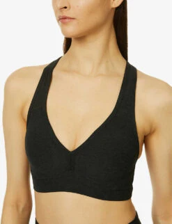 Beyond Yoga Spacedye V-neck Stretch-woven Bra 11 Beyond Yoga Spacedye V-neck Stretch-woven Bra -Sweaty Betty Store R04108409 DARKESTNIGHT ALT04