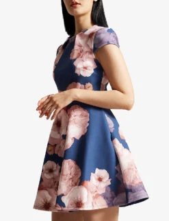 Ted Baker Trinia Floral-print Woven Skater Dress -Sweaty Betty Store R04110995 DKBLUE ALT02