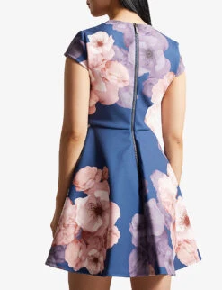 Ted Baker Trinia Floral-print Woven Skater Dress -Sweaty Betty Store R04110995 DKBLUE ALT03