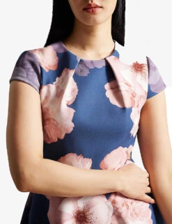 Ted Baker Trinia Floral-print Woven Skater Dress -Sweaty Betty Store R04110995 DKBLUE ALT04