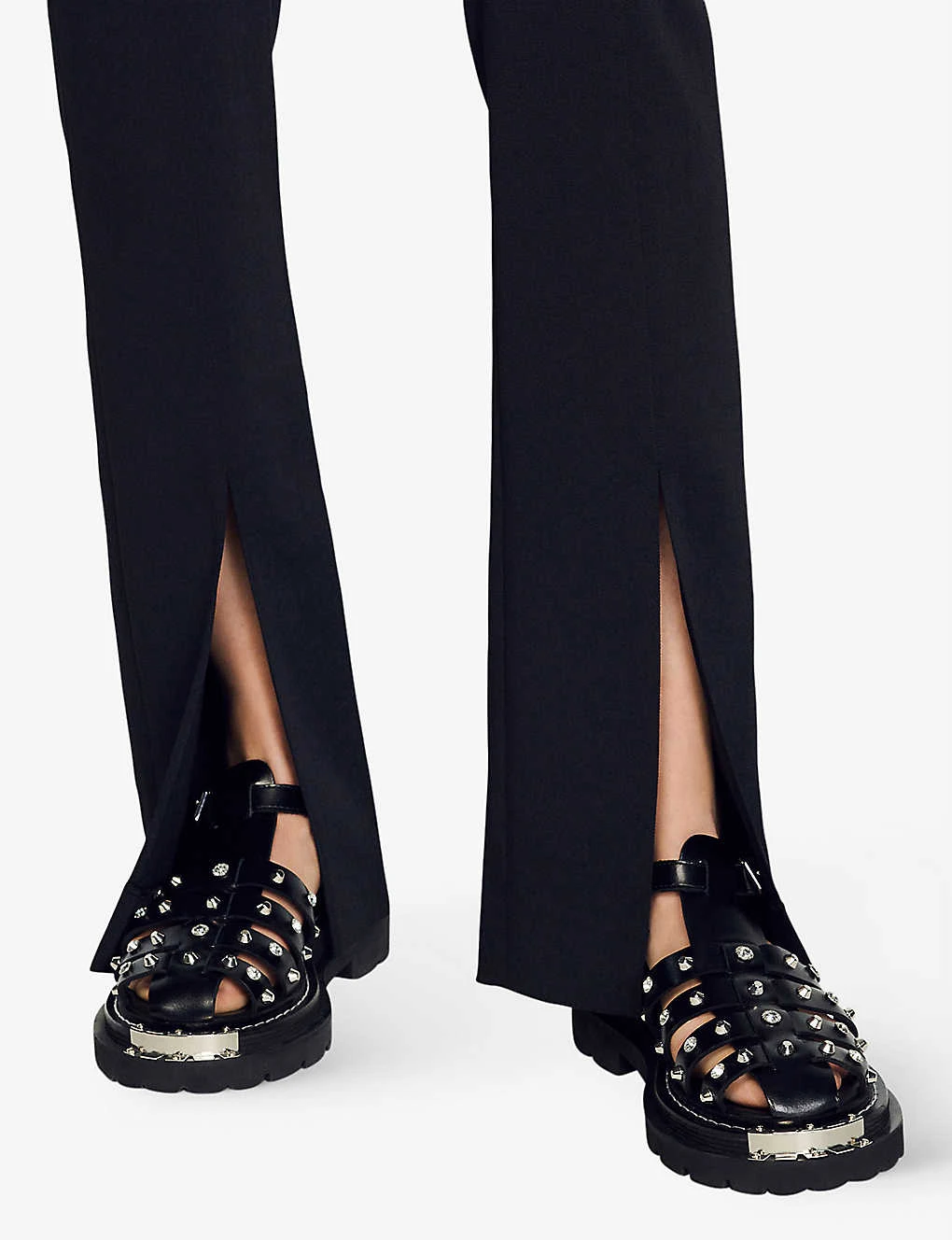 Sandro Havre Flared Front-slit Woven Trousers 7 Sandro Havre Flared Front-slit Woven Trousers - Image 5
