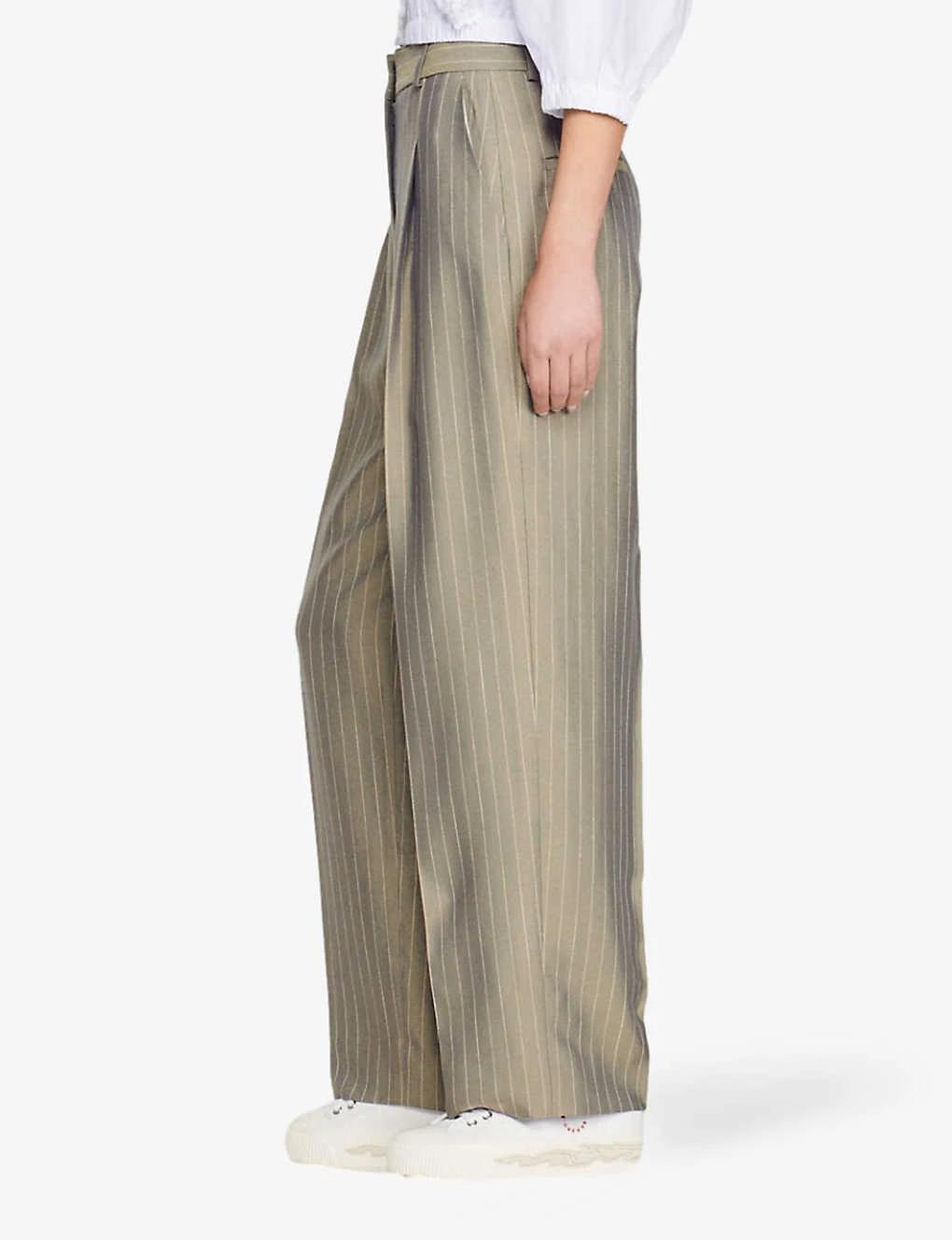 Sandro Beryn Stripe-pattern Wide-leg Woven Trousers 5 Sandro Beryn Stripe-pattern Wide-leg Woven Trousers - Image 3
