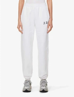 Branded Tapered High-rise Cotton-jersey Jogging Bottoms -Sweaty Betty Store R04111535 WHITE ALT02