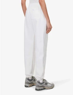 Branded Tapered High-rise Cotton-jersey Jogging Bottoms -Sweaty Betty Store R04111535 WHITE ALT03