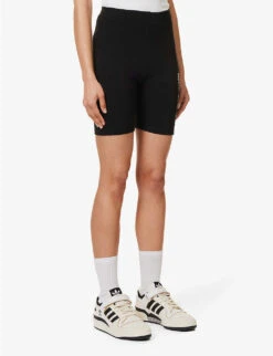 Made In The USA Brand-print Stretch-cotton Shorts 9 Made In The USA Brand-print Stretch-cotton Shorts -Sweaty Betty Store R04115922 BLACKWHITE ALT02