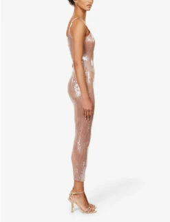 ALEXANDER WANG Sequin-embellished Slim-fit Woven Maxi Dress -Sweaty Betty Store R04117975 FLAX ALT02