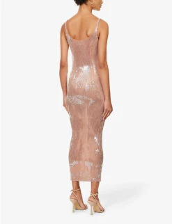 ALEXANDER WANG Sequin-embellished Slim-fit Woven Maxi Dress -Sweaty Betty Store R04117975 FLAX ALT03