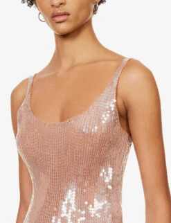 ALEXANDER WANG Sequin-embellished Slim-fit Woven Maxi Dress -Sweaty Betty Store R04117975 FLAX ALT04