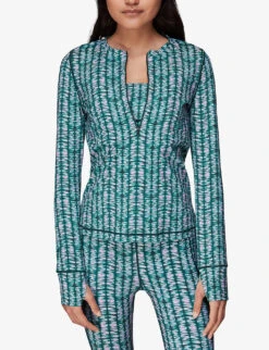 Whistles Abstract-print Half-zip Stretch-recycled Nylon Top -Sweaty Betty Store R04119050 MULTICOLOURED ALT02