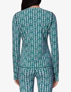 Whistles Abstract-print Half-zip Stretch-recycled Nylon Top -Sweaty Betty Store R04119050 MULTICOLOURED ALT03