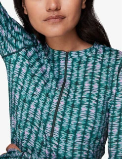 Whistles Abstract-print Half-zip Stretch-recycled Nylon Top -Sweaty Betty Store R04119050 MULTICOLOURED ALT04