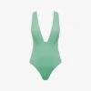 Reiss Orla Plunge-neck Swimsuit 1 Reiss Orla Plunge-neck Swimsuit -Sweaty Betty Store R04120621 SEAFOAM M