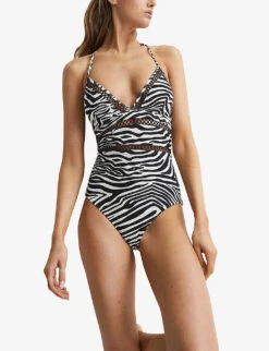 Reiss Gia Zebra-print Halterneck Swimsuit 9 Reiss Gia Zebra-print Halterneck Swimsuit -Sweaty Betty Store R04122274 BLACKWHITE ALT02
