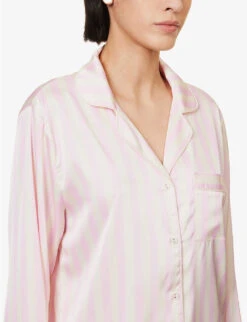 Satin Relaxed-fit Stretch-woven Pyjama Set -Sweaty Betty Store R04125629 PINKSTRIPE ALT04