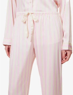 Satin Relaxed-fit Stretch-woven Pyjama Set -Sweaty Betty Store R04125629 PINKSTRIPE ALT05