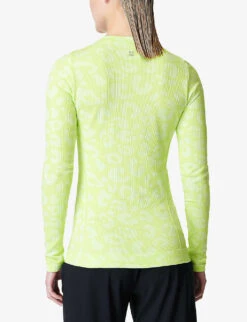 Sweaty Betty Glisten Seamless Stretch-woven Top -Sweaty Betty Store R04127230 POMELOGREENLEOPARD ALT03