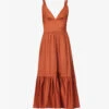 Max Mara Aquila Tiered-trim Stretch-cotton Blend Midi Dress 2 Max Mara Aquila Tiered-trim Stretch-cotton Blend Midi Dress -Sweaty Betty Store R04127755 RUST M