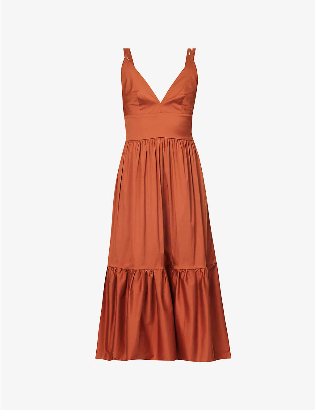 Max Mara Aquila Tiered-trim Stretch-cotton Blend Midi Dress 3 Max Mara Aquila Tiered-trim Stretch-cotton Blend Midi Dress