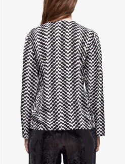 THE KOOPLES Zig-Zag Crew-neck Woven Top -Sweaty Betty Store R04127948 BLA09 ALT02