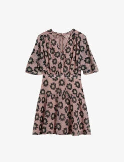 Ted Baker Lucieey Floral-print Tiered Fit-and-flare Woven Mini Dress