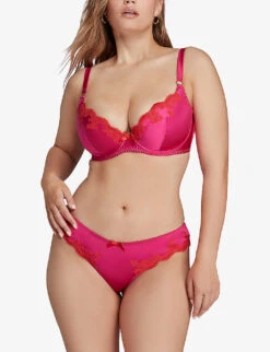 AGENT PROVOCATEUR Molly Lace-trim Stretch-silk Plunge Bra -Sweaty Betty Store R04129123 PINK ALT02