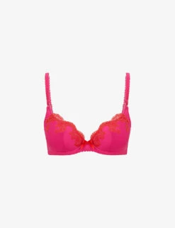 AGENT PROVOCATEUR Molly Lace-trim Stretch-silk Plunge Bra