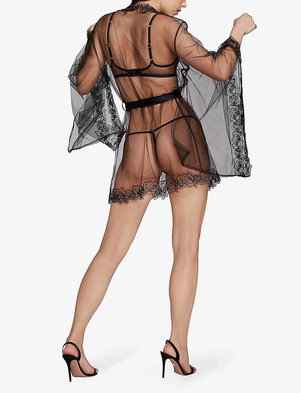 AGENT PROVOCATEUR Lindie Floral Trim Mesh Dressing Gown 6 AGENT PROVOCATEUR Lindie Floral Trim Mesh Dressing Gown - Image 4