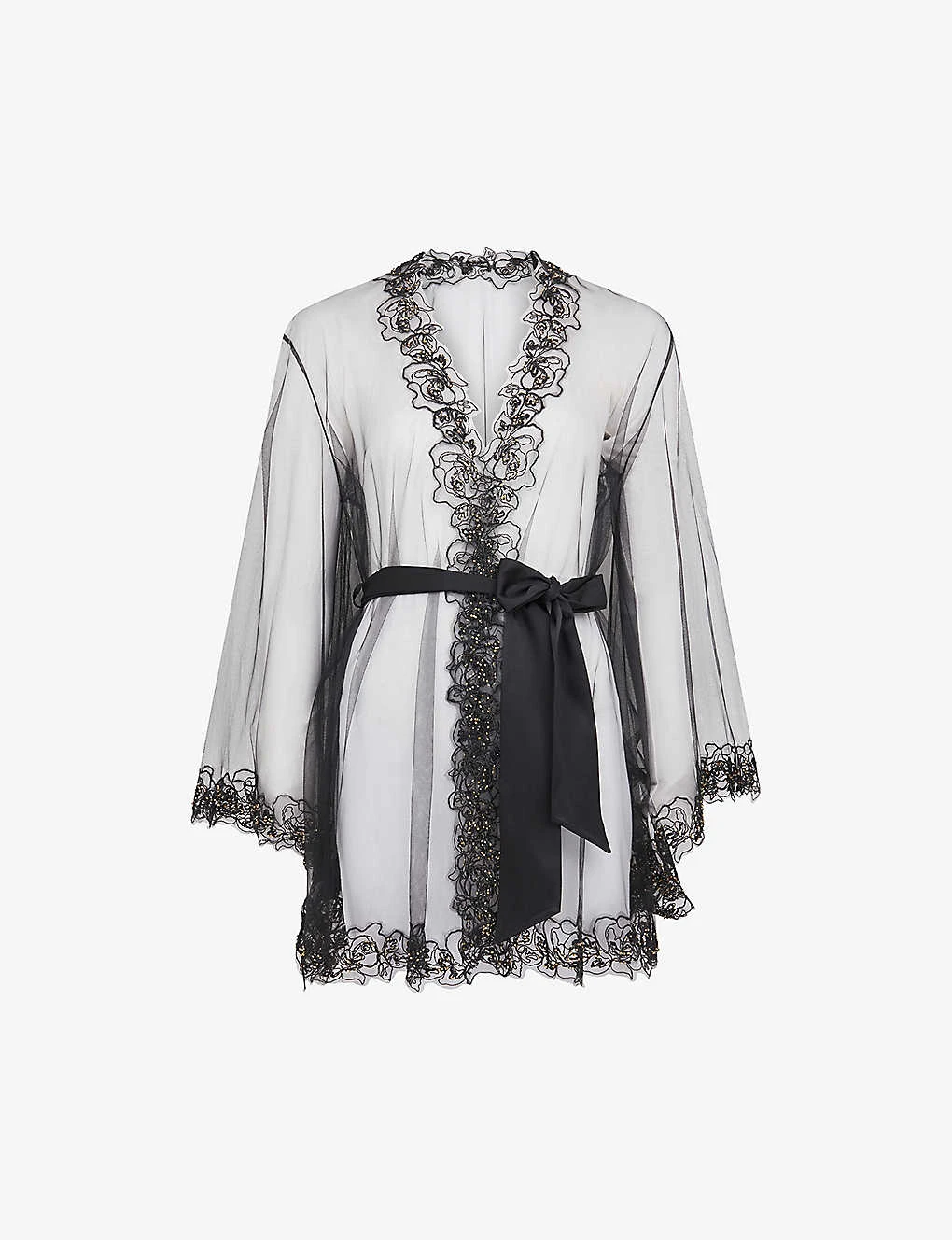 AGENT PROVOCATEUR Lindie Floral Trim Mesh Dressing Gown 3 AGENT PROVOCATEUR Lindie Floral Trim Mesh Dressing Gown