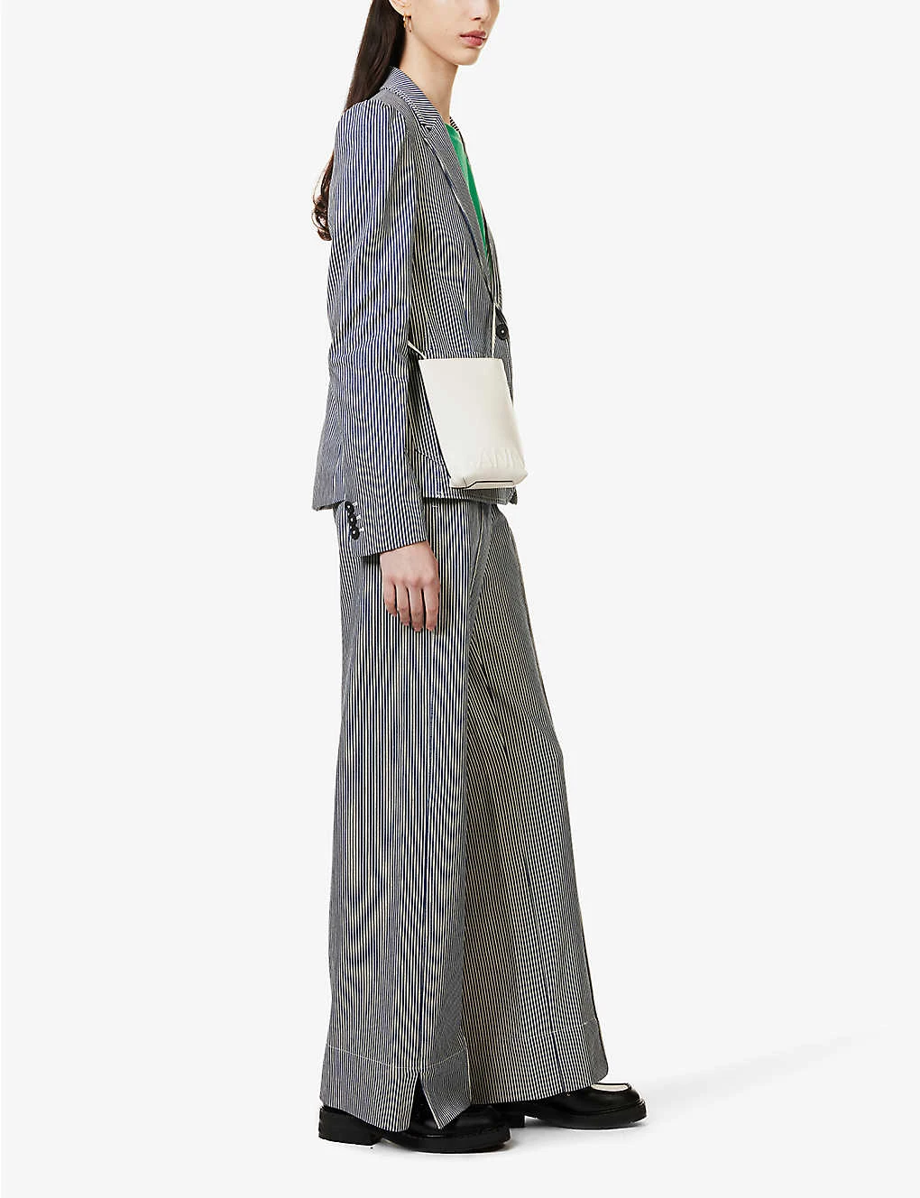 ME AND EM Stripe Wide-leg High-rise Stretch-cotton Trousers 4 ME AND EM Stripe Wide-leg High-rise Stretch-cotton Trousers - Image 2