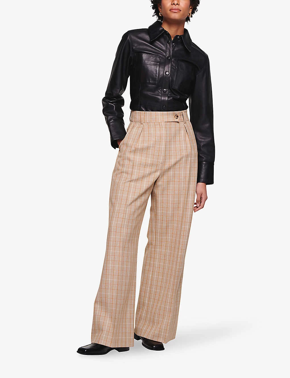 Fedde Checked Wide-leg Stretch-recycled Polyester Blend Trousers 4 Fedde Checked Wide-leg Stretch-recycled Polyester Blend Trousers - Image 2