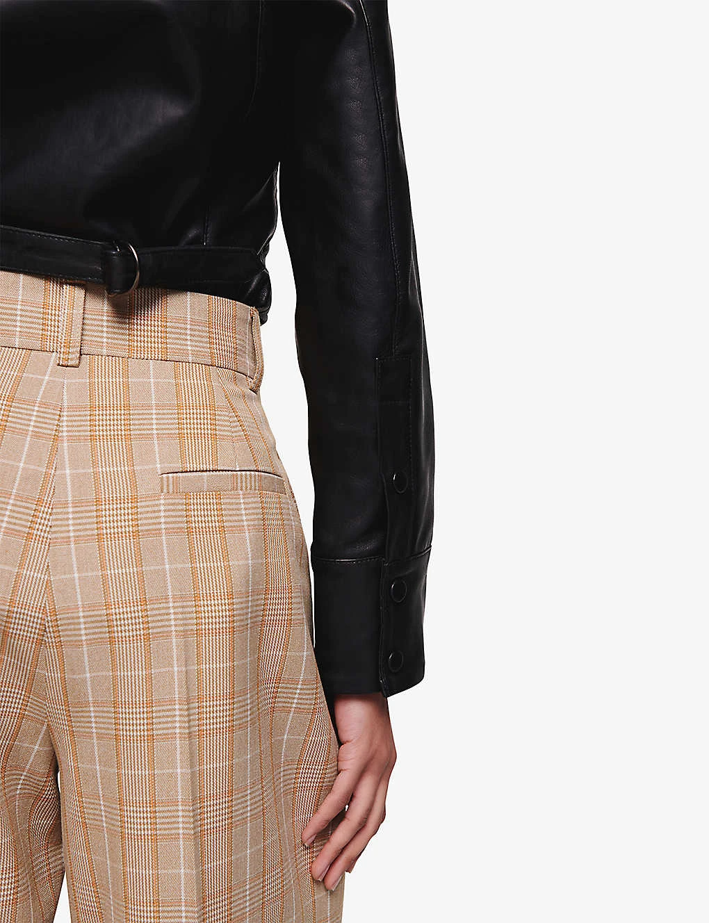 Fedde Checked Wide-leg Stretch-recycled Polyester Blend Trousers 6 Fedde Checked Wide-leg Stretch-recycled Polyester Blend Trousers - Image 4