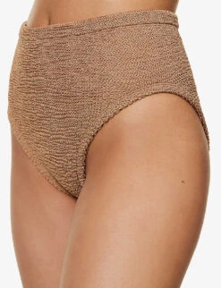 Jessica Crinkled High-rise Bikini -Sweaty Betty Store R04130205 METALLICCOCOASILVER ALT04