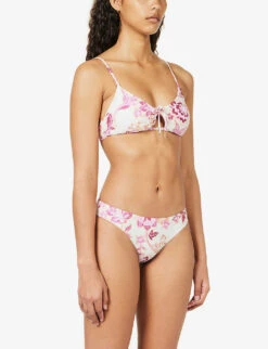 Seafolly Silk Road Floral-print Bikini Top -Sweaty Betty Store R04131513 PARFAITPINK ALT02