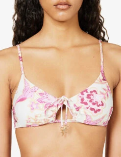 Seafolly Silk Road Floral-print Bikini Top -Sweaty Betty Store R04131513 PARFAITPINK ALT04