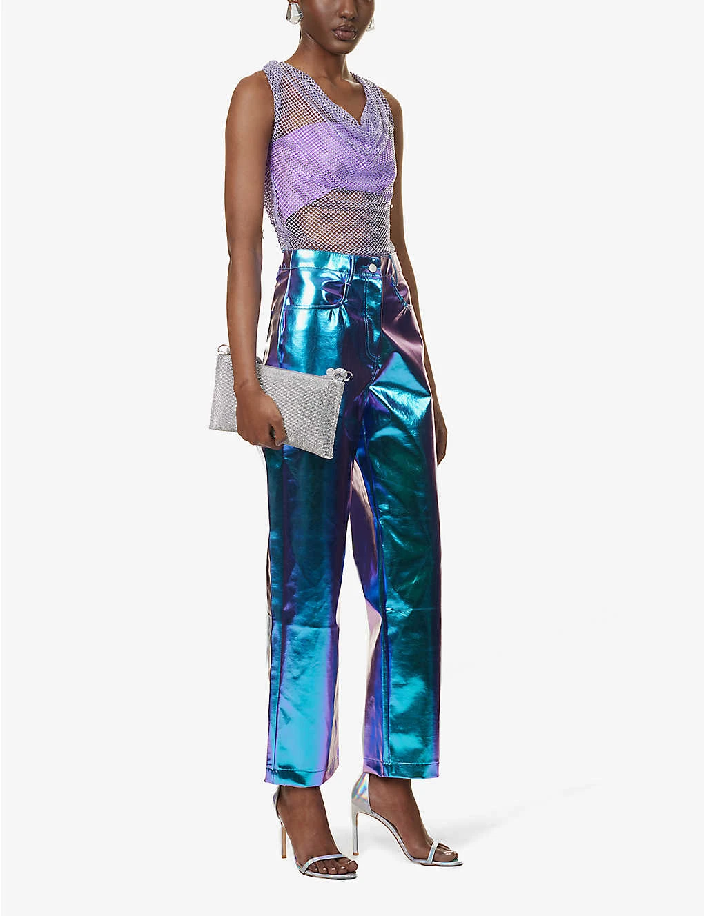 Metallic Wide-leg High-rise Faux-leather Trousers 4 Metallic Wide-leg High-rise Faux-leather Trousers - Image 2