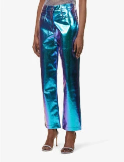 Metallic Wide-leg High-rise Faux-leather Trousers 9 Metallic Wide-leg High-rise Faux-leather Trousers -Sweaty Betty Store R04132256 OMBRE ALT02