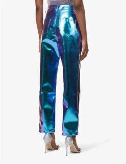 Metallic Wide-leg High-rise Faux-leather Trousers 10 Metallic Wide-leg High-rise Faux-leather Trousers -Sweaty Betty Store R04132256 OMBRE ALT03