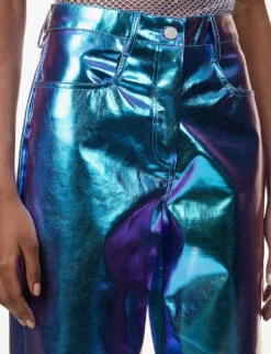 Metallic Wide-leg High-rise Faux-leather Trousers 11 Metallic Wide-leg High-rise Faux-leather Trousers -Sweaty Betty Store R04132256 OMBRE ALT04