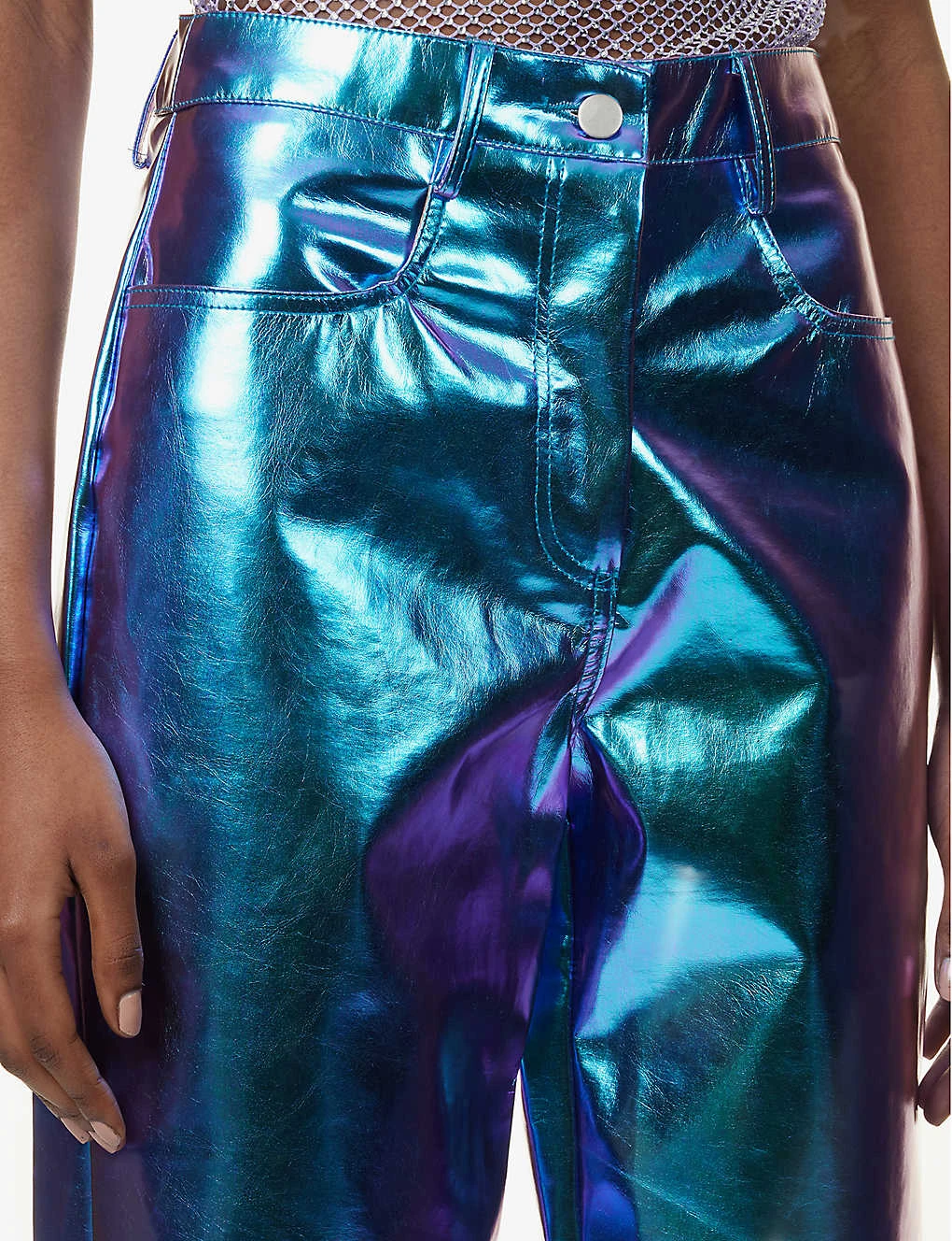 Metallic Wide-leg High-rise Faux-leather Trousers 7 Metallic Wide-leg High-rise Faux-leather Trousers - Image 5