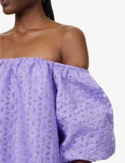 Floral-embroidered Puffed-hem Woven Mini Dress 12 Floral-embroidered Puffed-hem Woven Mini Dress -Sweaty Betty Store R04132261 LILAC ALT04