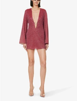 OSEREE Lumière Mesh Relaxed-fit Metallic-woven Kaftan -Sweaty Betty Store R04132777 RASPBERRY ALT01