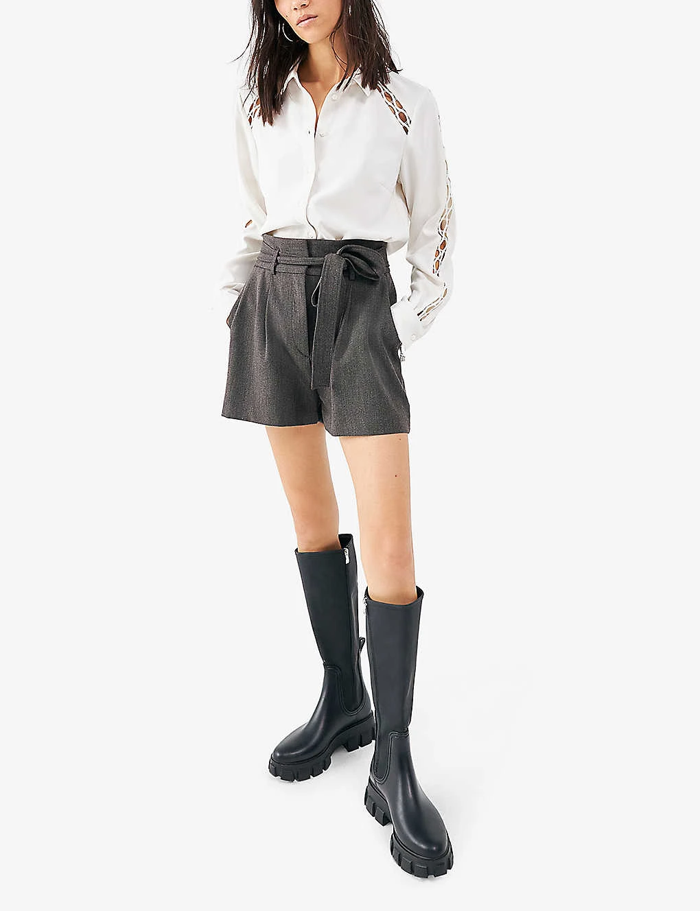 Ikks Ladder-stitch Belted Woven Shirt 4 Ikks Ladder-stitch Belted Woven Shirt - Image 2