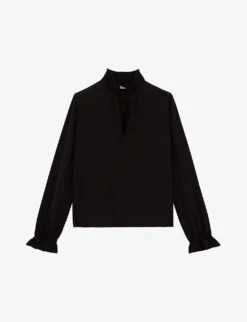 THE KOOPLES Plunging Tied V-neck Silk Top