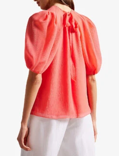 Ted Baker Natelie Boxy Woven Top -Sweaty Betty Store R04134632 CORAL ALT03